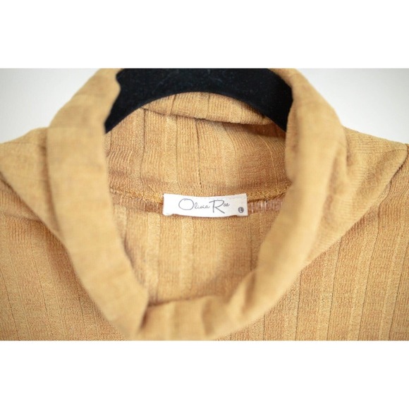 OLIVIA RAE Ribbed Knit Turtleneck Mustard Top Fall Sz Large - Picture 3 of 8